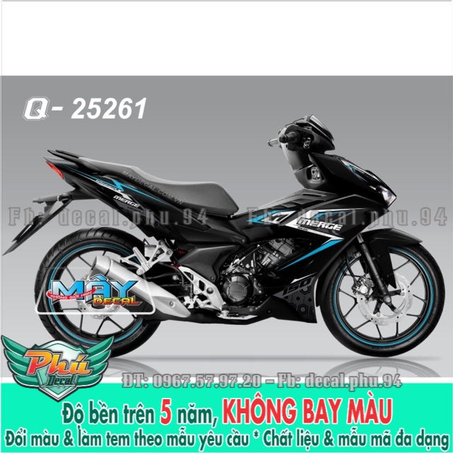Tem rời Winner X Phối chỉ xanh Xe đen bóng + Nhám