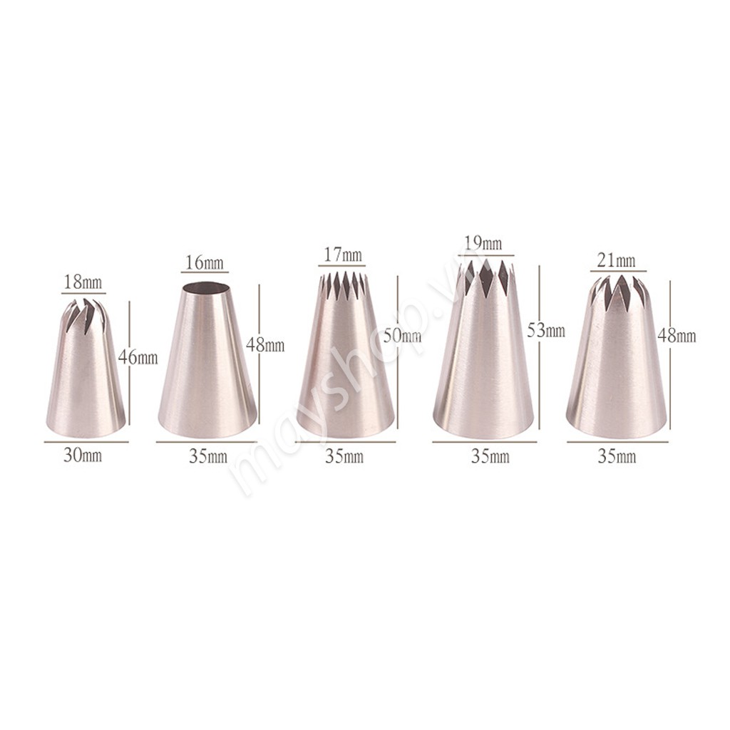 Bộ 5 Đui bắt kem trang trí cupcake (C10/ 336/ 7FT/ R16L/ 362)