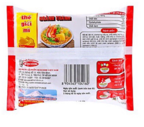 Mì hoành thánh tôm Acecook Thùng 30 gói 76G (Date mới)