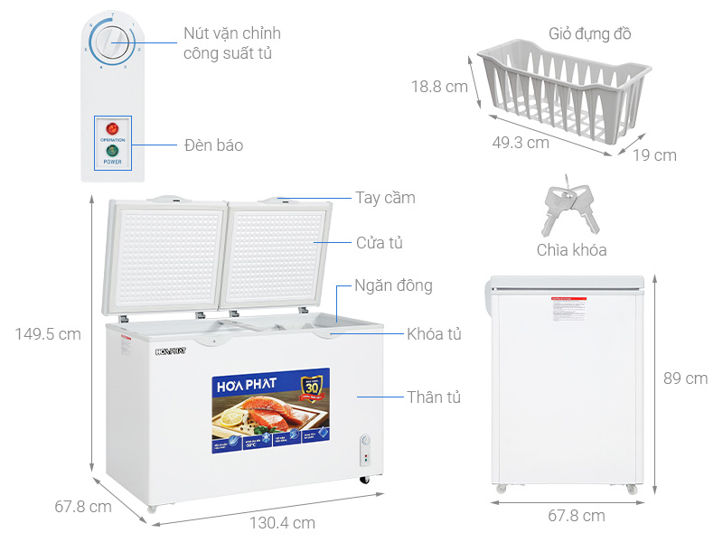 [TRẢ GÓP 0%] Tủ đông Hòa Phát 352 Lít HPF AD6352 (Giá áp dụng giao tại HN, HCM& các tỉnh liên hệ shop)