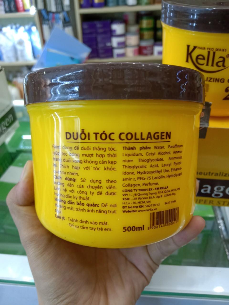Kem duỗi tóc Collagen Kella(Vàng) 500MLx2
