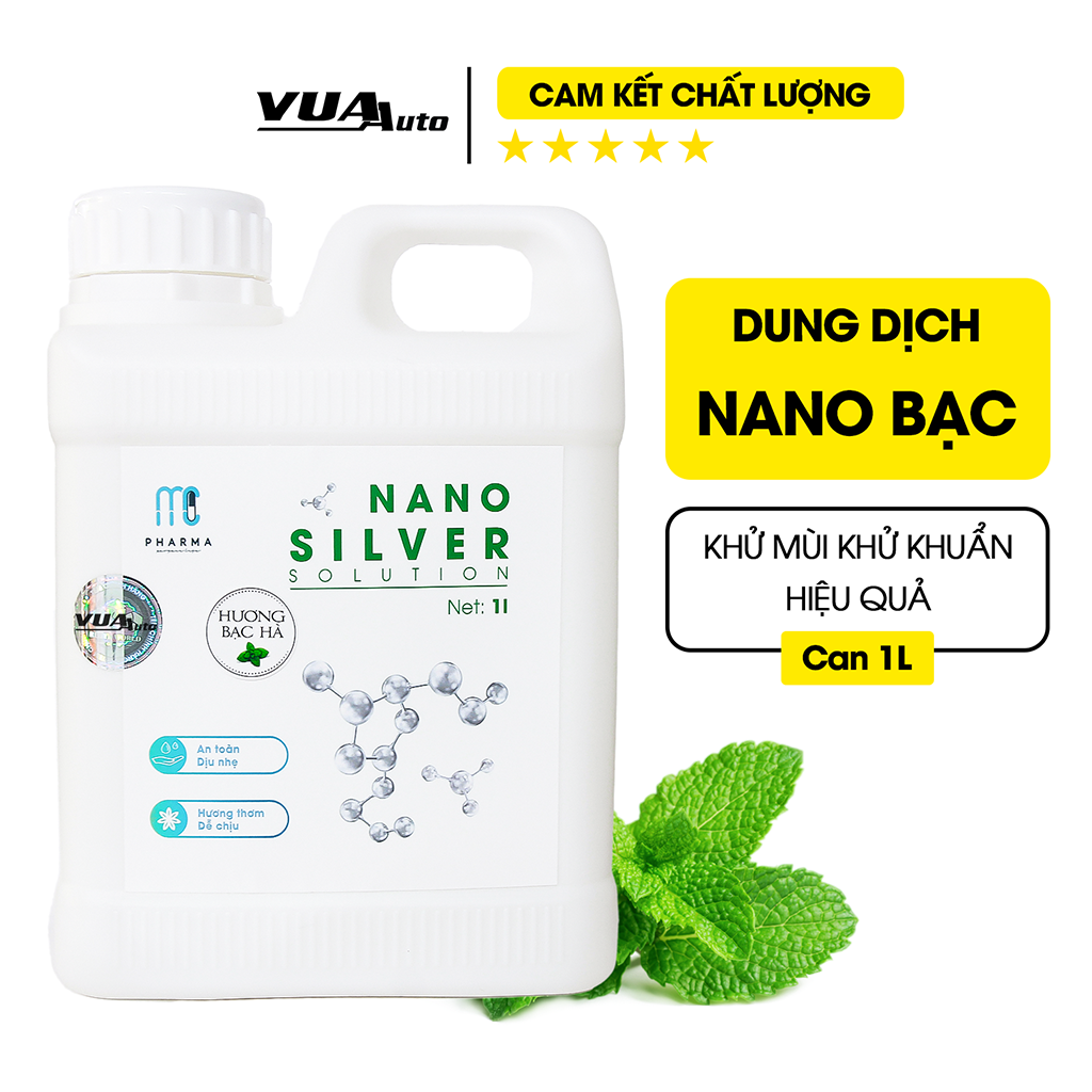 Dung dịch Nano bạc khử khuẩn khử mùi ô tô phòng ở MC Pharma chính hãng chuyên dùng cho máy phun diệt khuẩn hiệu quả, an toàn dịu nhẹ - Can 1L