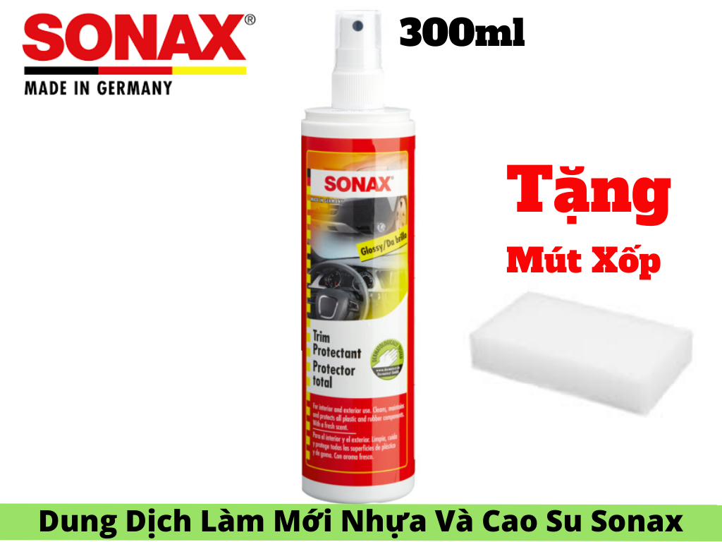 [HCM]Dung Dịch Dưỡng Nhựa Cao Su Sonax Trim Protectant 380041 300ml Tặng Mút