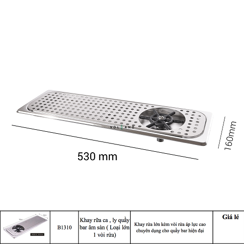 Khay rửa ca , ly quầy bar âm sàn (530 x 160mm)