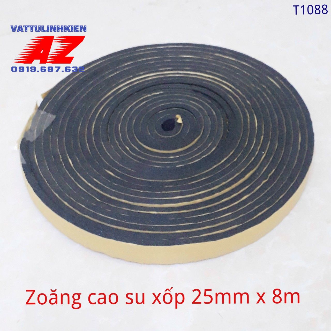 Cuôn zoăng cao su xốp dính cách nhiệt cỡ 25mm - 30mm - 50mm x 8m