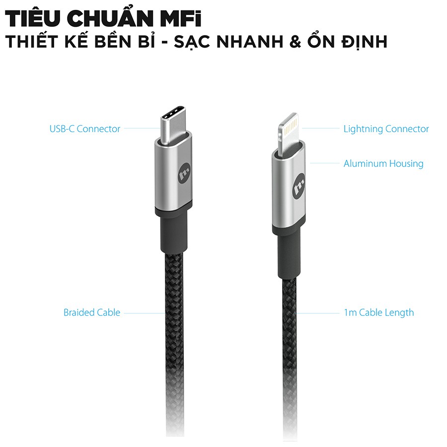 Cáp Mophie USB-C to lightning 1M cho iPhone - Chuẩn MFI