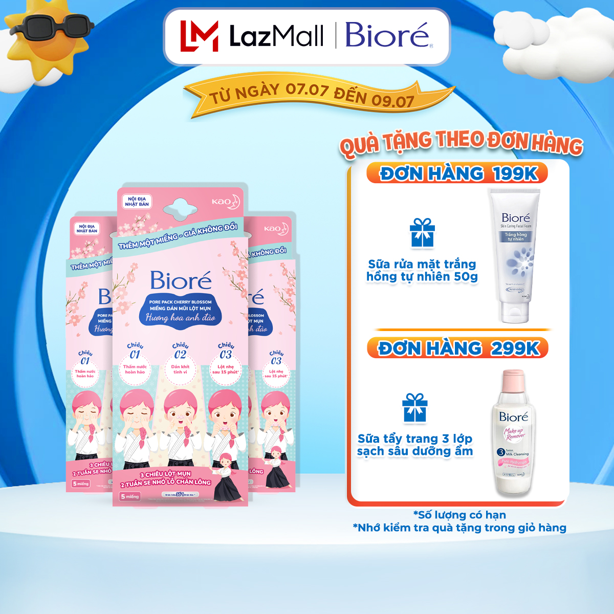 (Chọn Hương) Combo 3 Hộp Miếng Dán Lột Mụn Mũi Biore Pore Pack (5 miếng/hộp)