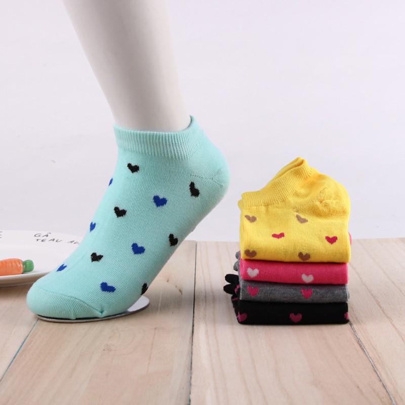 Bộ 5 đôi tất cổ ngắn hình trái tim