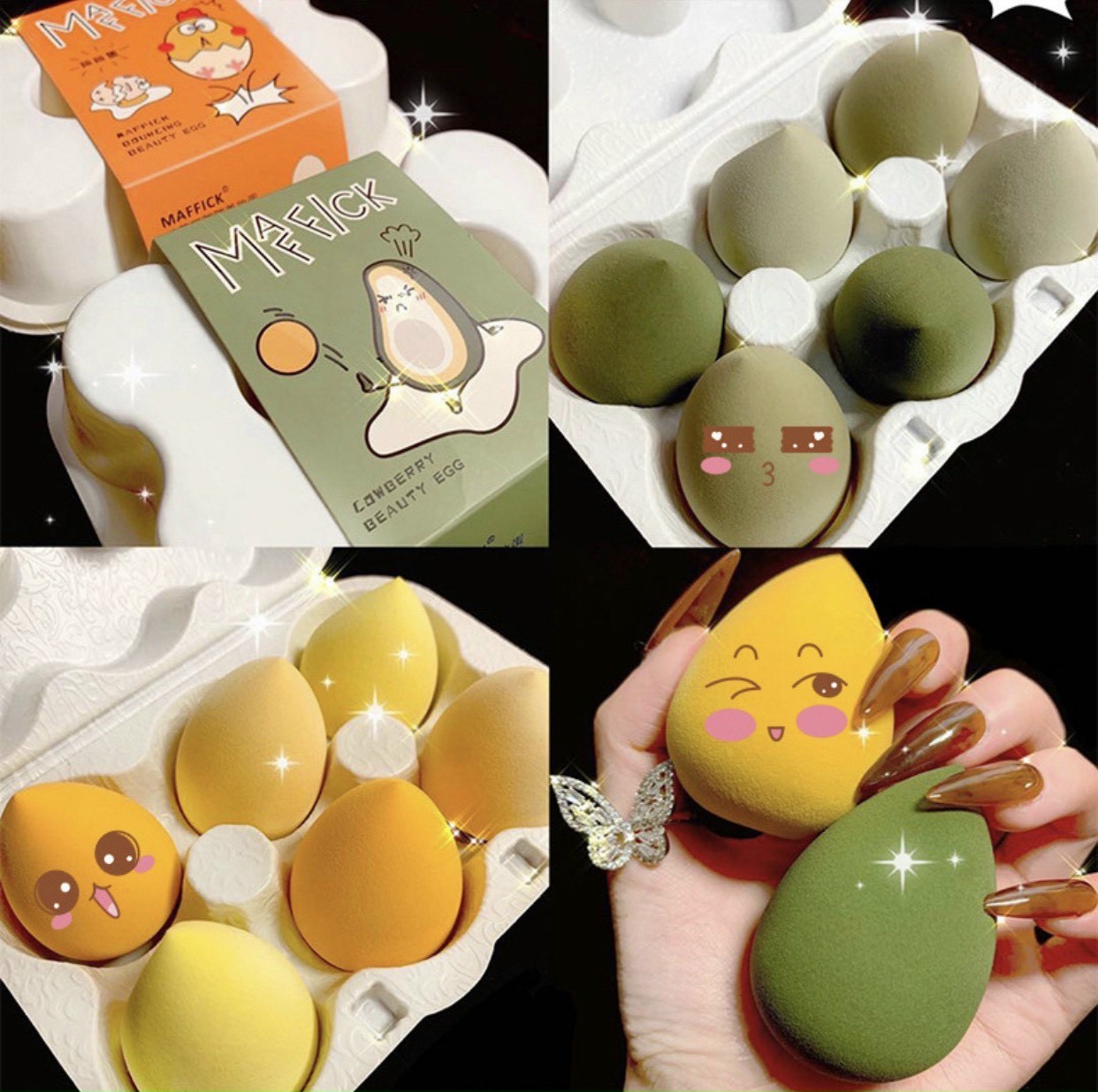 Bông phấn hồ lô maffick beauty egg 1 set 6 cái