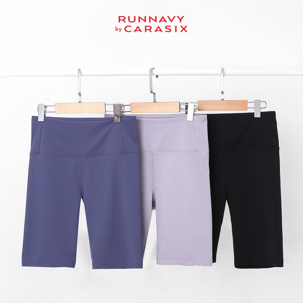 Quần legging biker nữ tập gym yoga cạp cao Runnavy by Carasix WBS17 giàng ngắn 5''