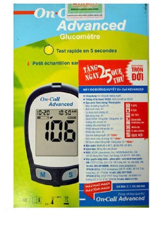 Que thử đường huyết tiểu đường OnCall Advanced (Hộp 25 que)