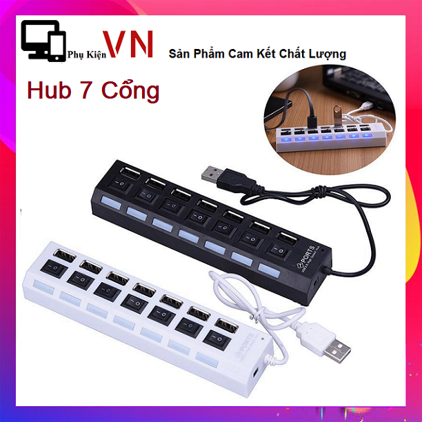 Hub USB 7 Cổng Hình ổ Điện Có Công Tắc Led