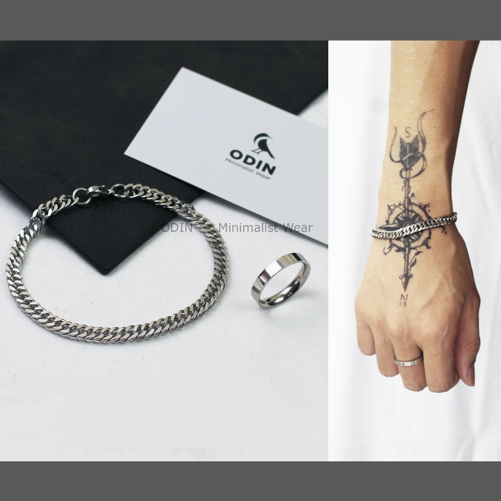 Vòng tay chain 6mm - nhẫn basic slim - odin