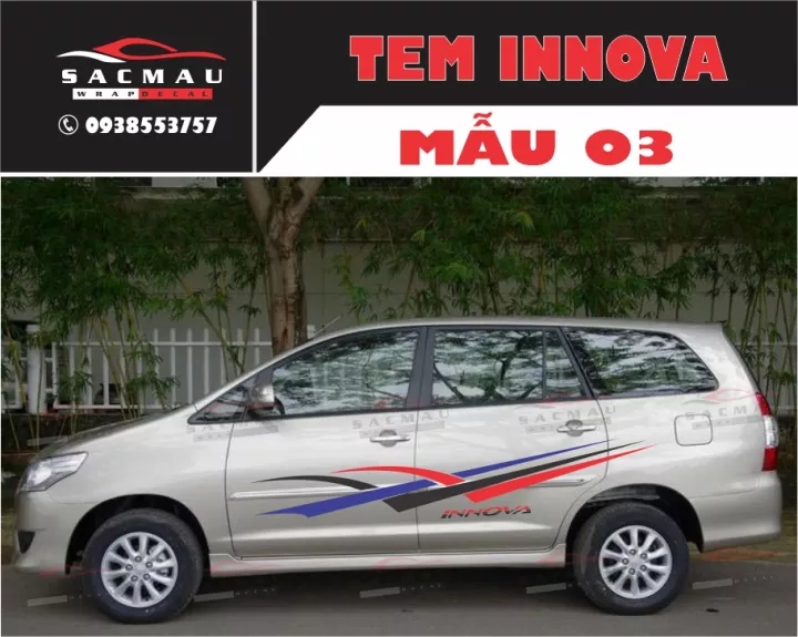 Tem dán xe Innova 2006 - 2021 ( miễn phí giao hàng)