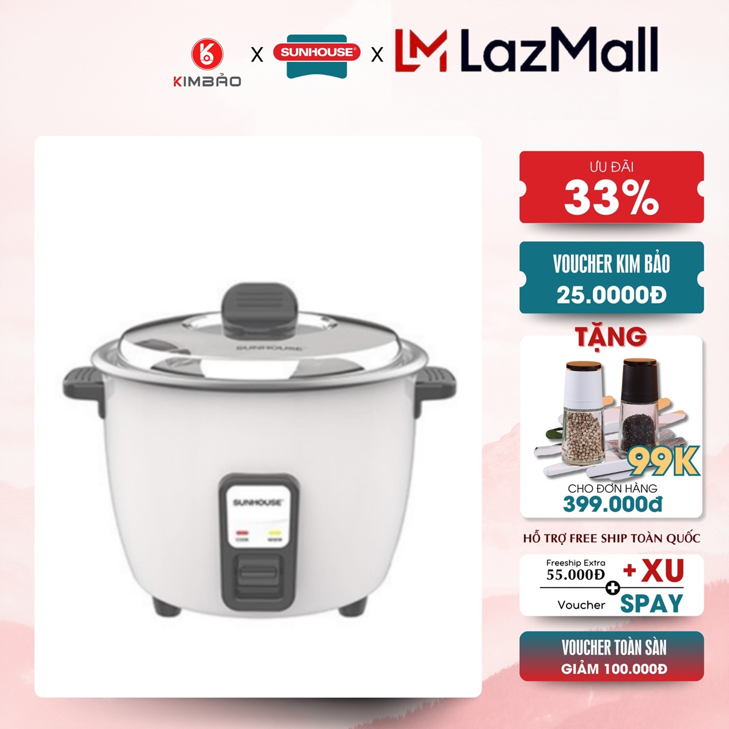Nồi cơm điện 1L8 Sunhouse SHD8132 hàng chính hãng bảo hành 1 năm