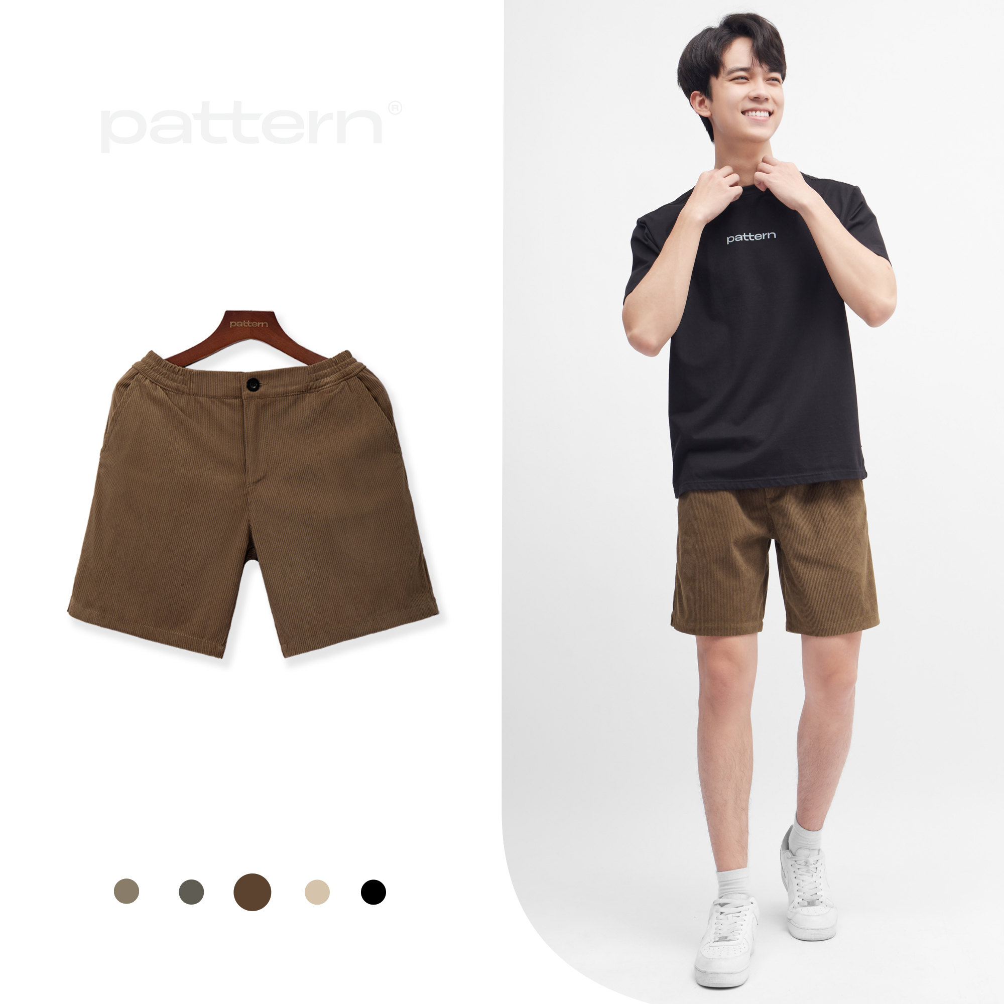Quần short nhung tăm khóa kéo PATTERN ver2 PQ018