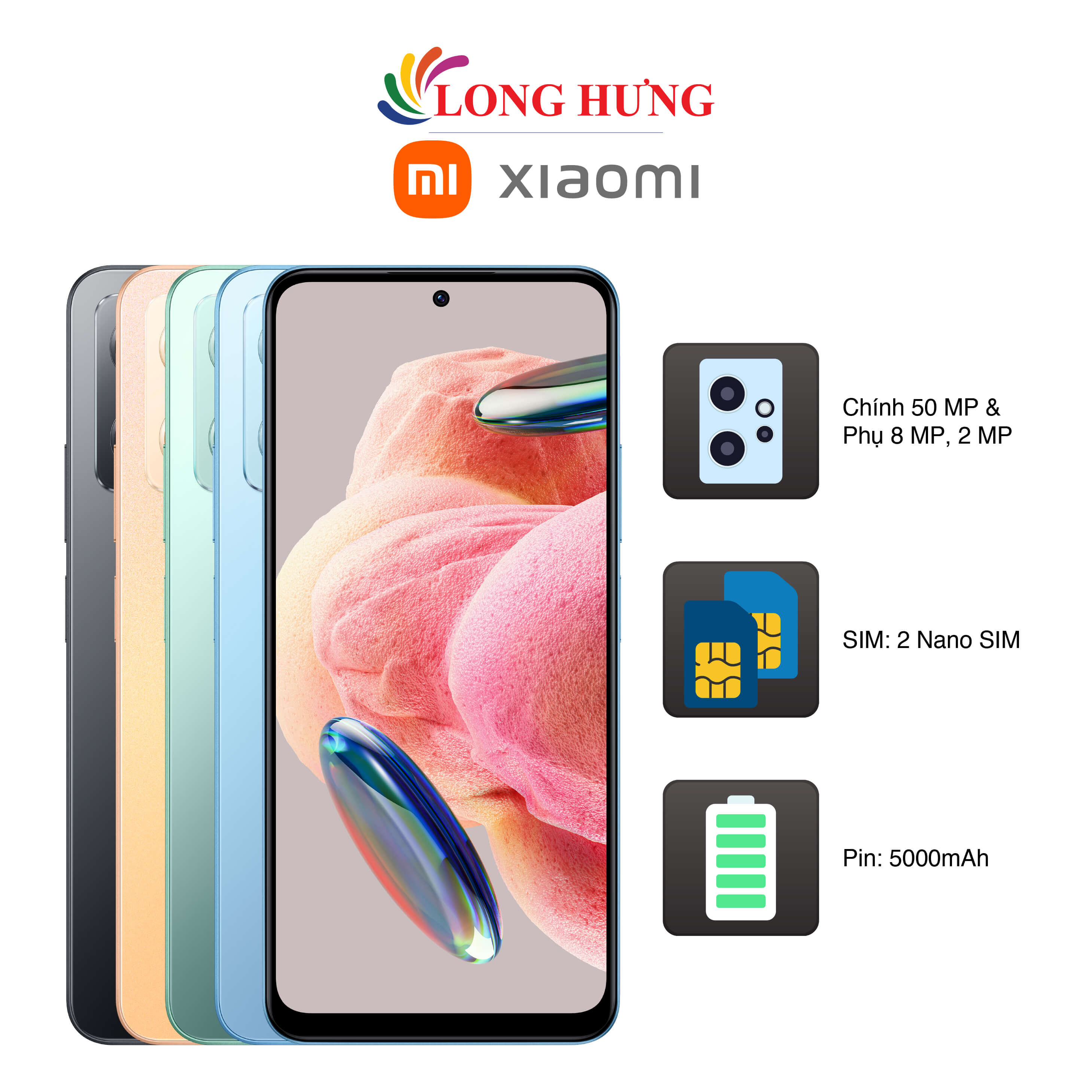 Điện thoại Xiaomi Redmi Note 12  - Hàng chính hãng - 3 camera sắc nét, hiệu năng mạnh mẽ, sạc nhanh 33W