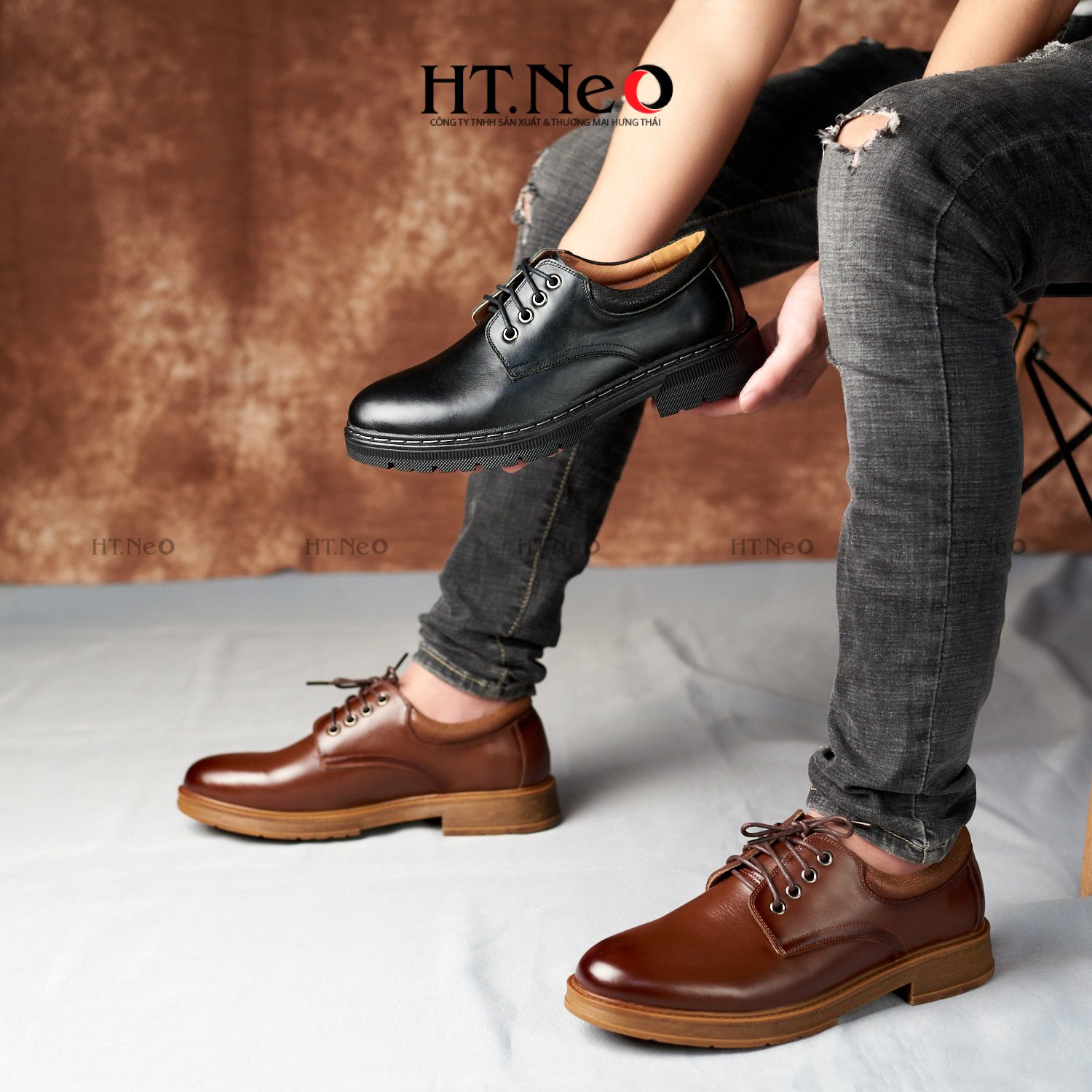 Bốt cổ ngắn, Giày buộc dây, giày d,r da bò cao cấp HT.NeO phong cách trẻ trung dn26