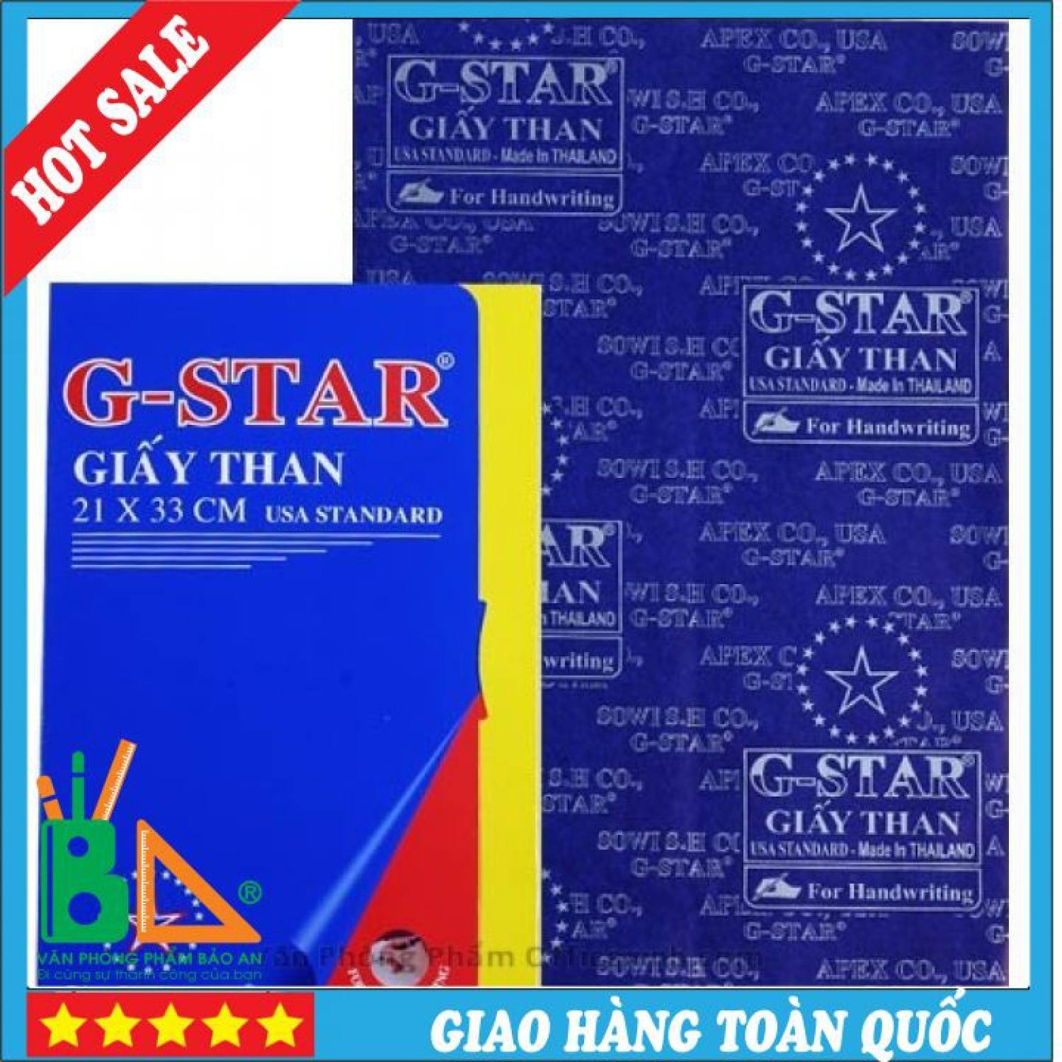 Giấy Than G-Start Mỹ 100 tờ Màu Xanh - Nét mực rõ, không nhòe khi sử dụng.