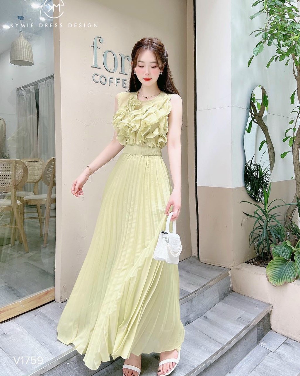 Đầm xòe dập ly bèo ngực voan chingfor siêu xinh phù hợp cho các buổi tiệc