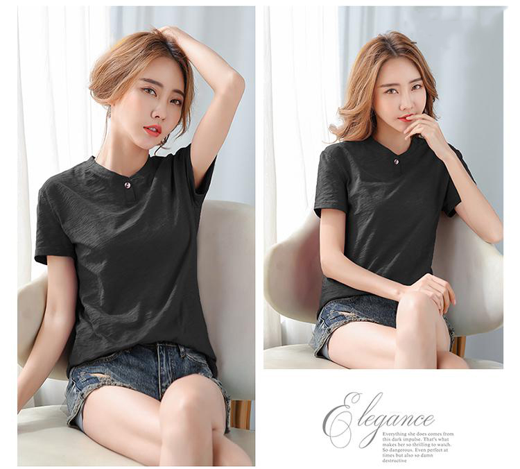 Áo kiểu nữ cổ trụ 1 nút thời trang