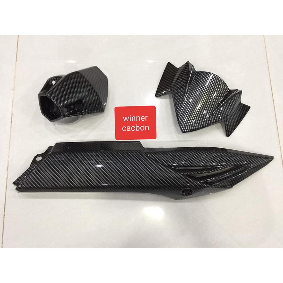 Combo 3 món (ốp pô ,ốp đầu đèn) Carbon gắn Winner
