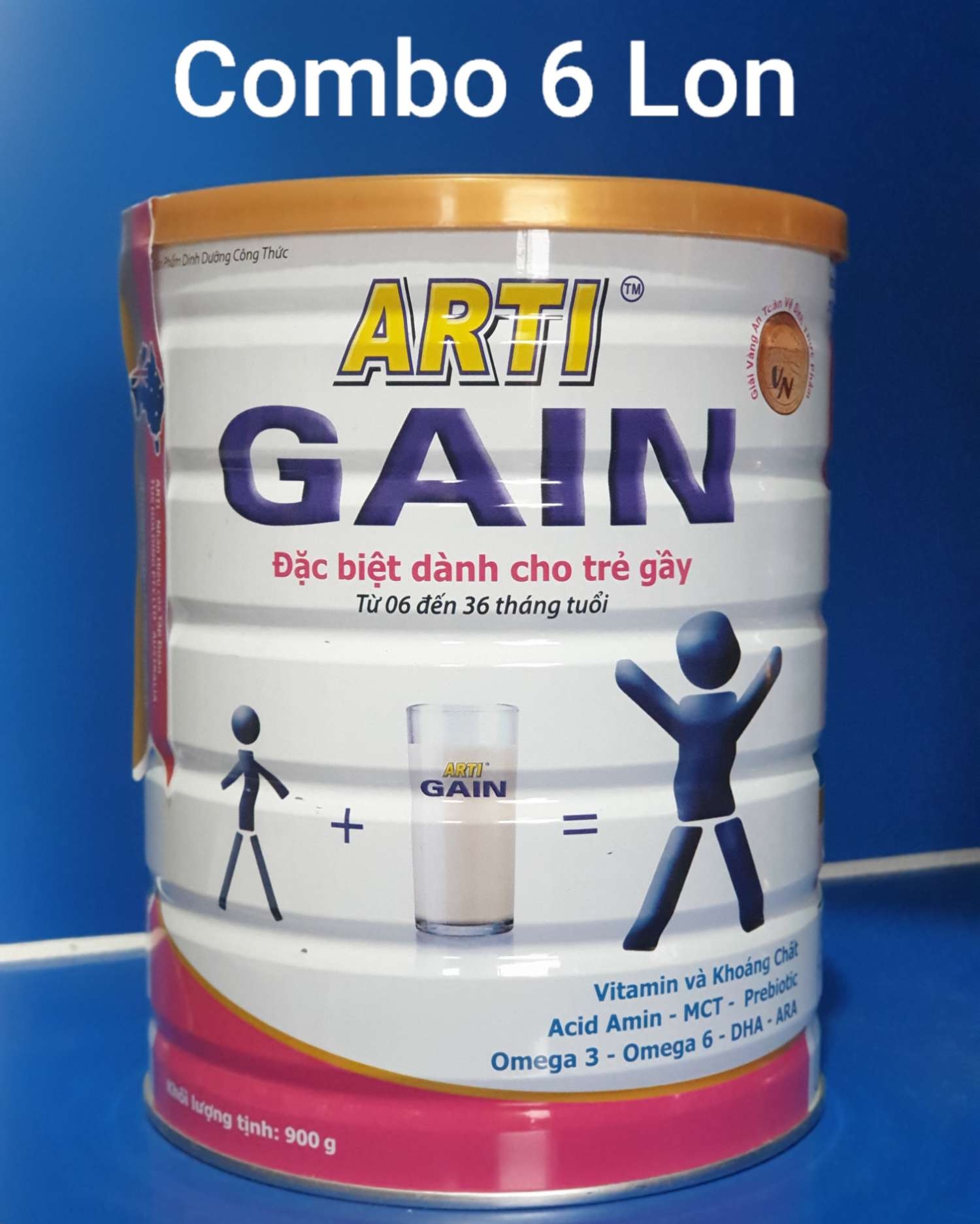 [Combo 6 Lon] Sữa bột Arti Gain Hồng 6-36 Tháng tuổi (Cam kết chính hãng, Dàe mới)