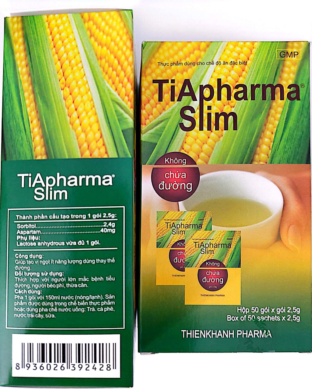 Combo 2 hộp Đường ăn kiêng cho người tiểu đường Đường Bắp Ăn Kiêng Aspartam TiApharma Slim - Đường bắp Tiapharma Slim