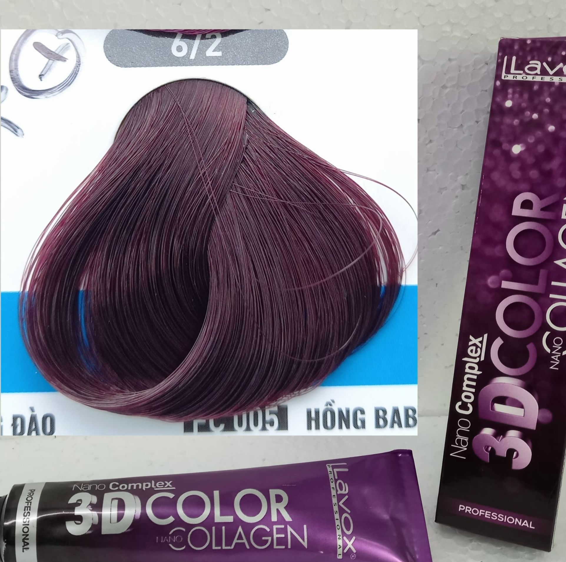 Nhuộm tóc lavox MÀU TÍM ÁNH ĐỎ (TẶNG KÈM OXY TRỢ NHUỘM) nhuộm lavox tím color dark violet blone 3D Nano Collagen