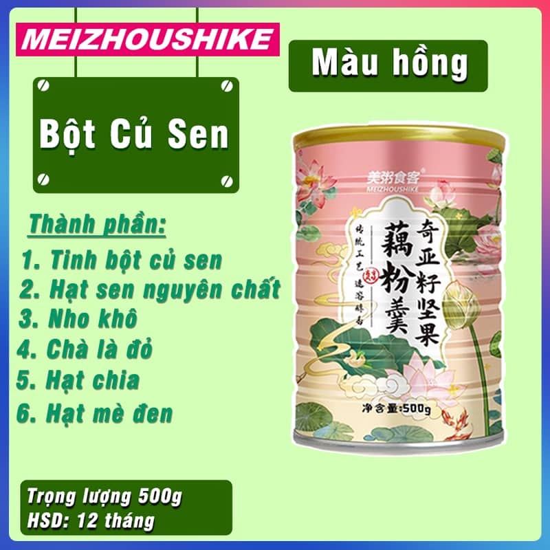 Combo 2 hộp Osmanthus Bột củ sen mix hạt dinh dưỡng/bột súp ăn liền không cần nấu, ăn sáng bổ dưỡng hộp 500g