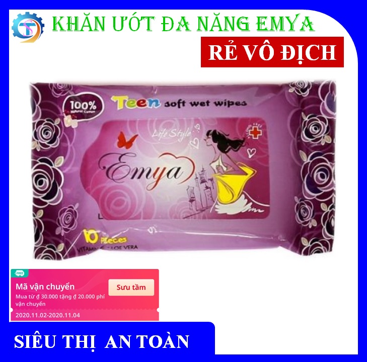 [ BÁN CHẠY ] Khăn ướt đa năng EMYA, mềm mại, tiện dụng, tiết kiệm, hợp đi du lịch,bỏ túi sách – 10 tờ