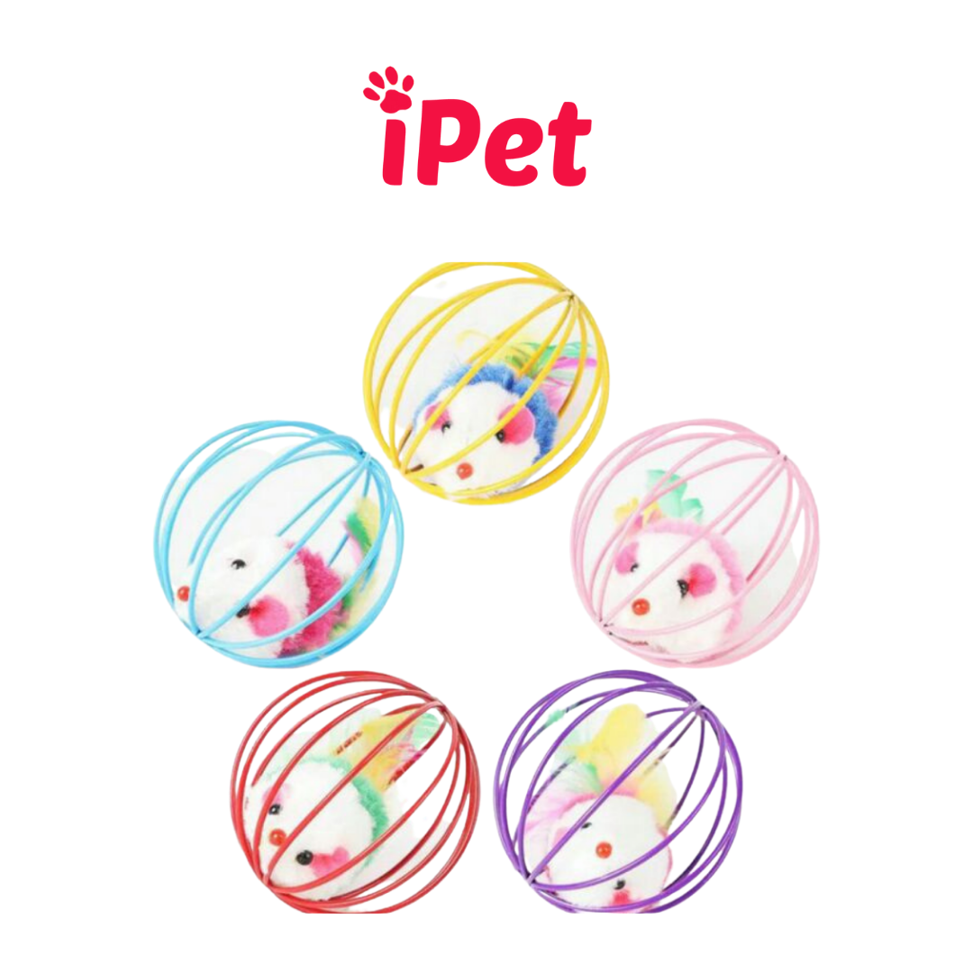 Quả Bóng Lồng Sắt Có Chuột Giả Đồ Chơi Cho Thú Cưng Chó Mèo - iPet Shop