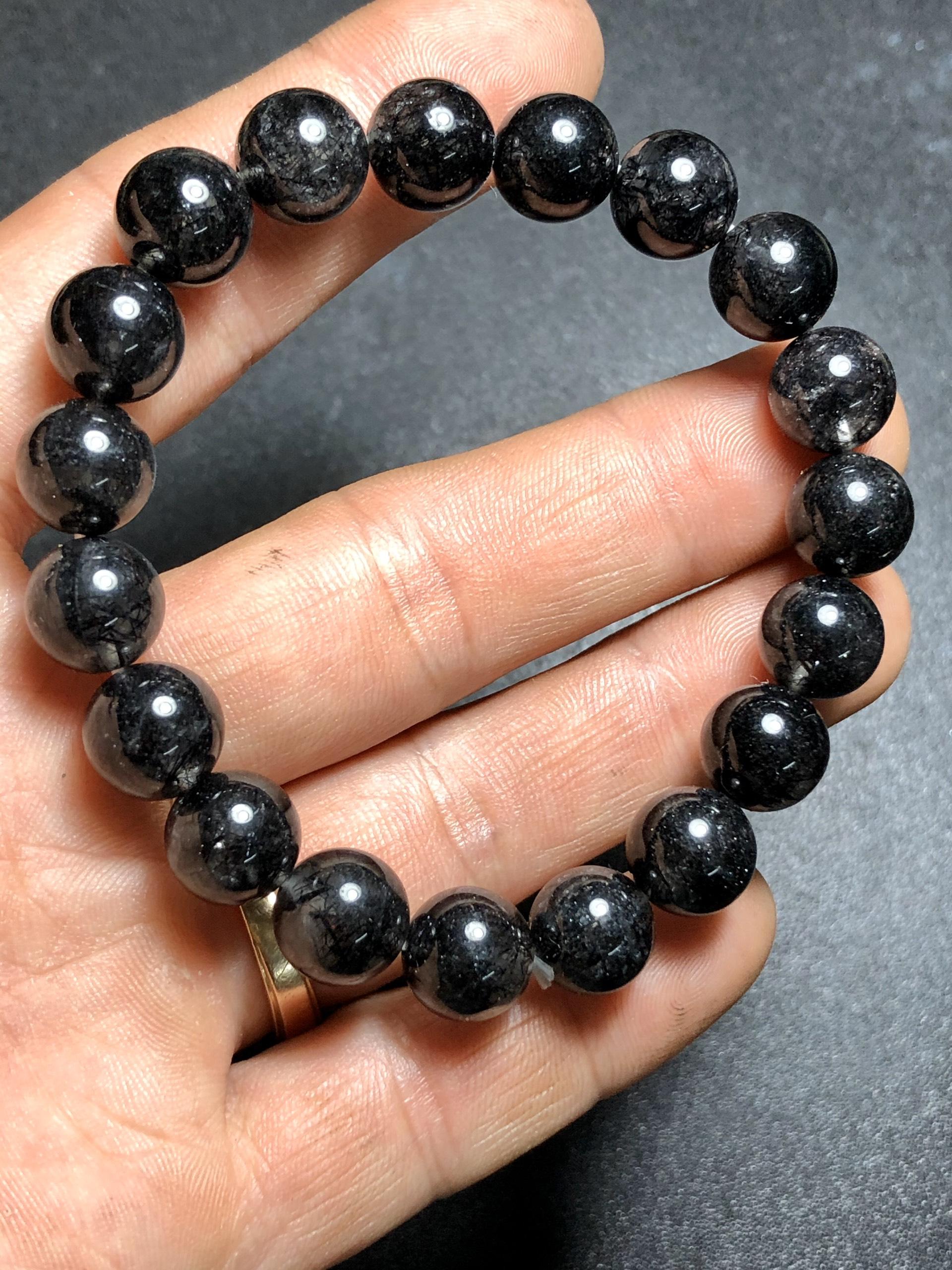 [FreeshipMAX] vòng tay thạch anh tóc đen full tóc 10mm tự nhiên