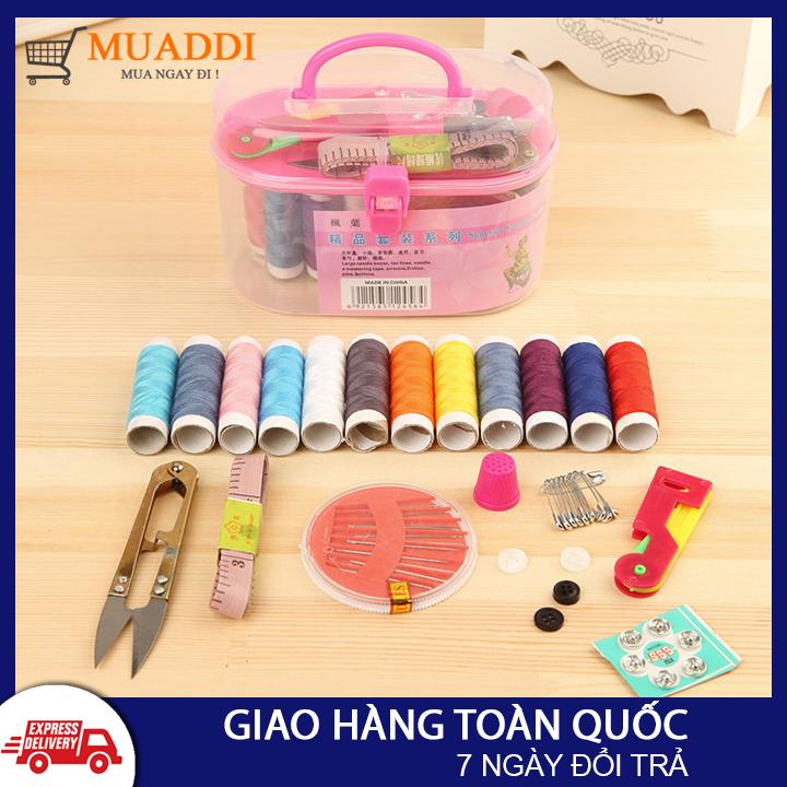 Bộ kim chỉ đa năng 55 món mini may vá tiện dụng dùng trong gia đình, đầy đủ đụng cụ xâu chỉ, kim chỉ màu, ghim băng, cắt chỉ, thước dây,...