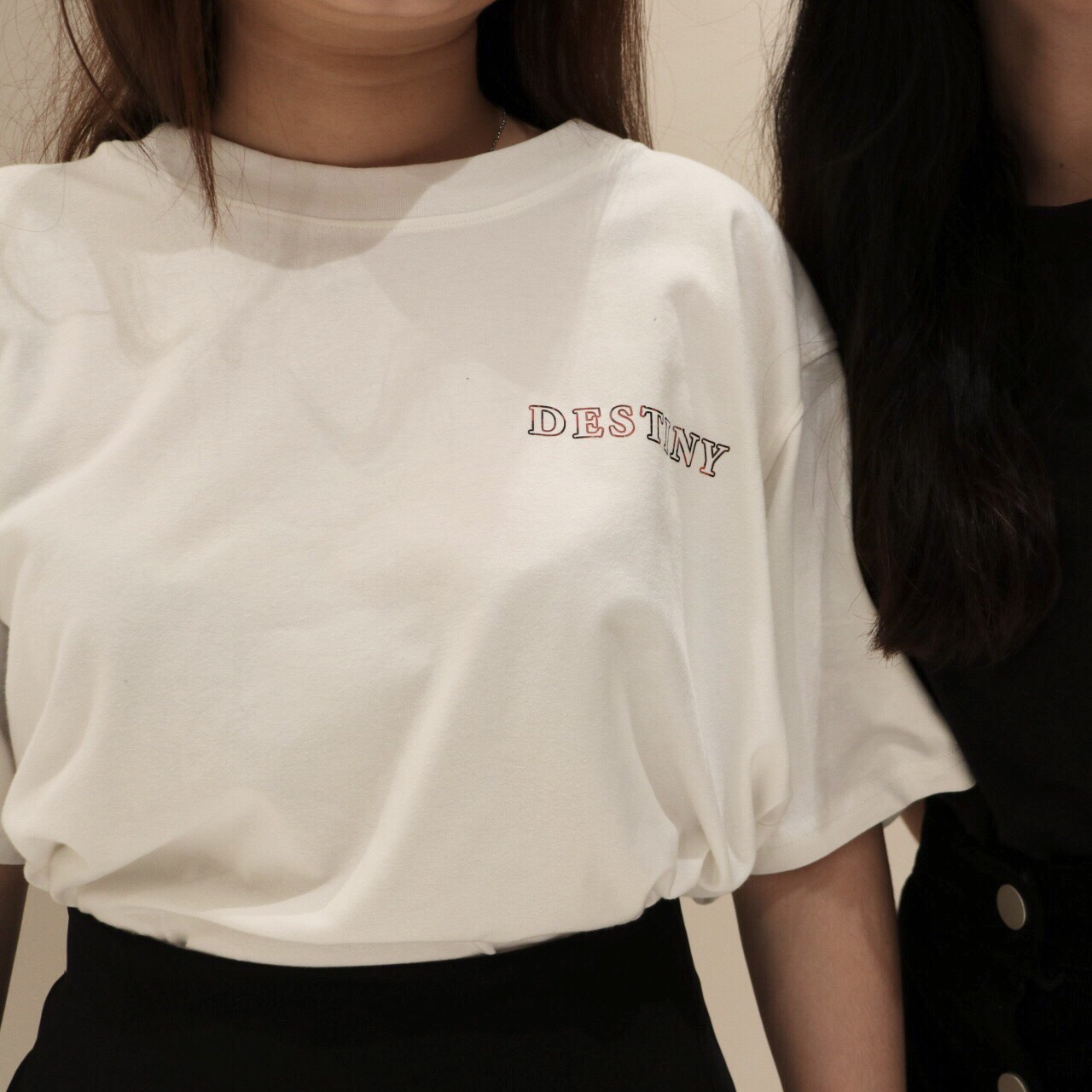 Áo Thun Nam Nữ " Destiny" Màu Trắng