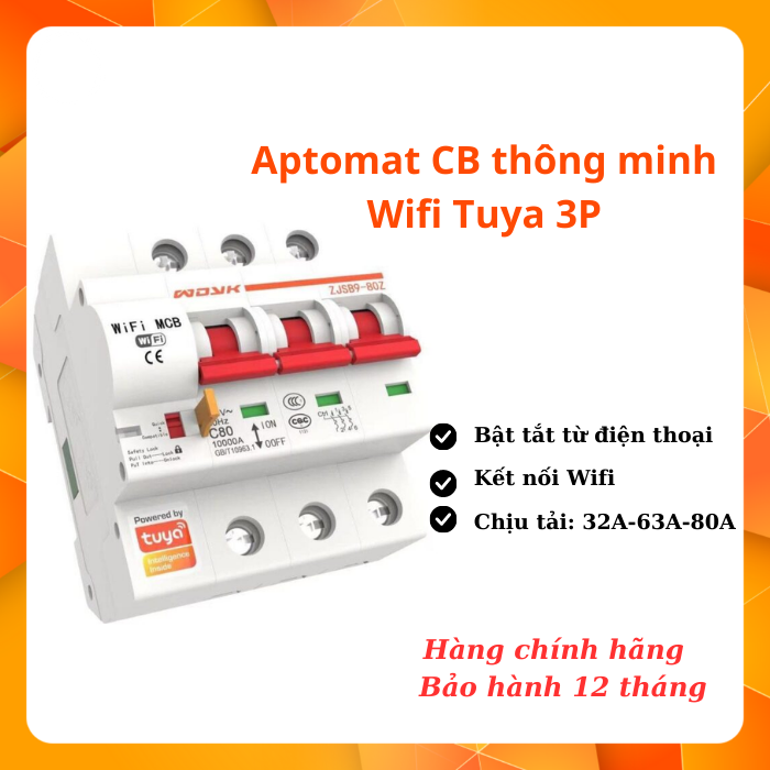 Aptomat CB thông minh Wifi Tuya 3P 3 pha