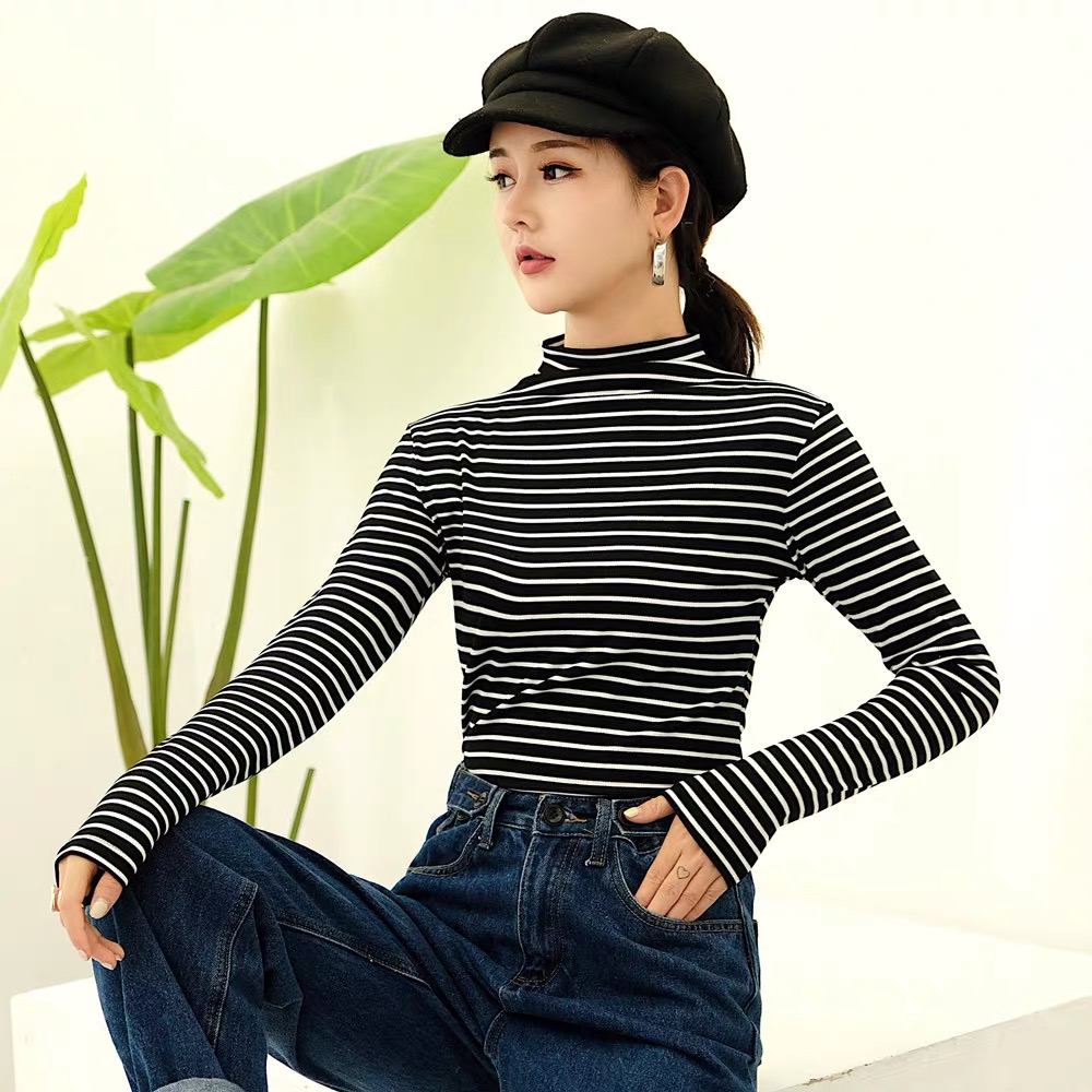 MS322 Áo giữ nhiệt cổ 3p kẻ ngang