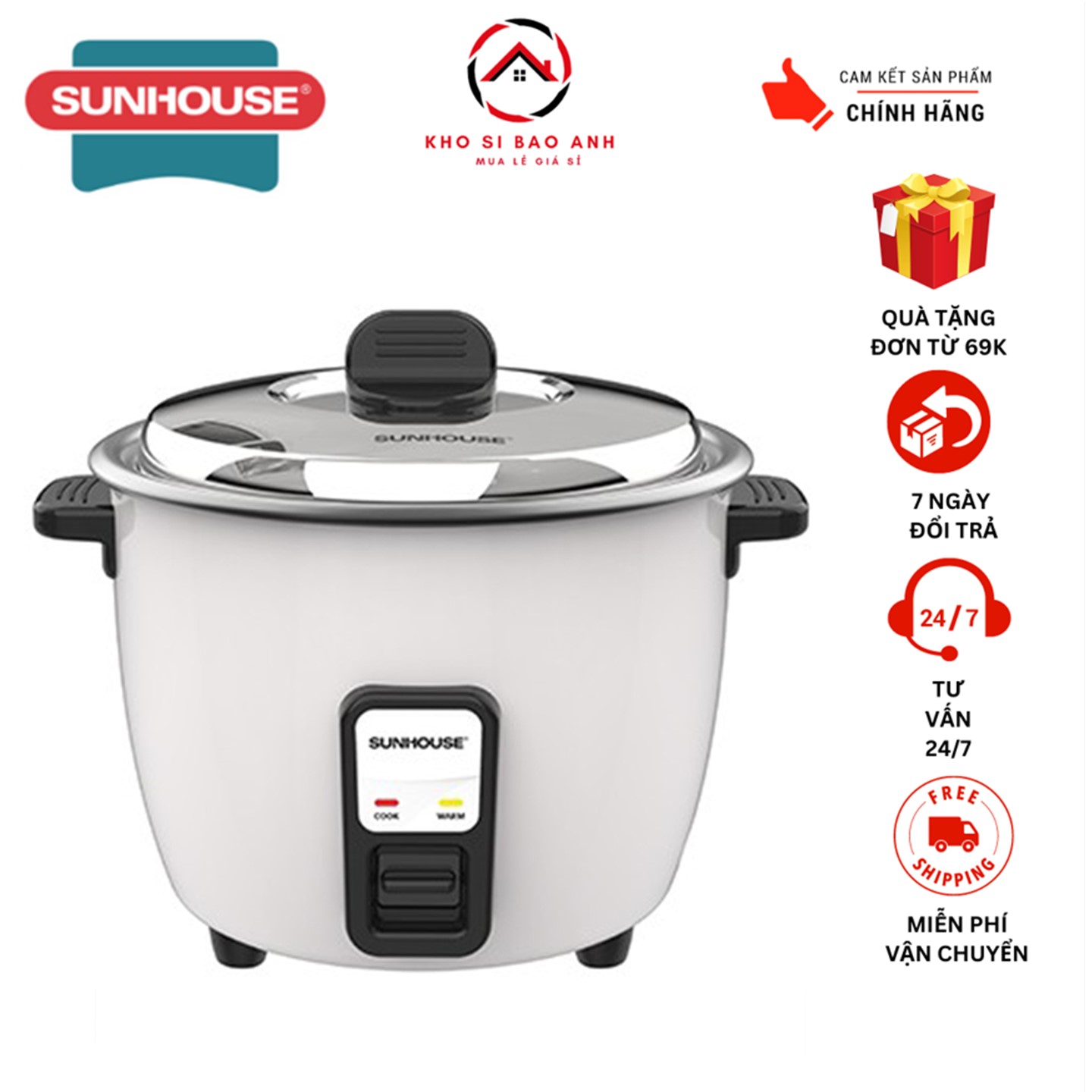 Nồi cơm điện 1L8 Sunhouse SHD8132 hàng chính hãng bảo hành 1 năm