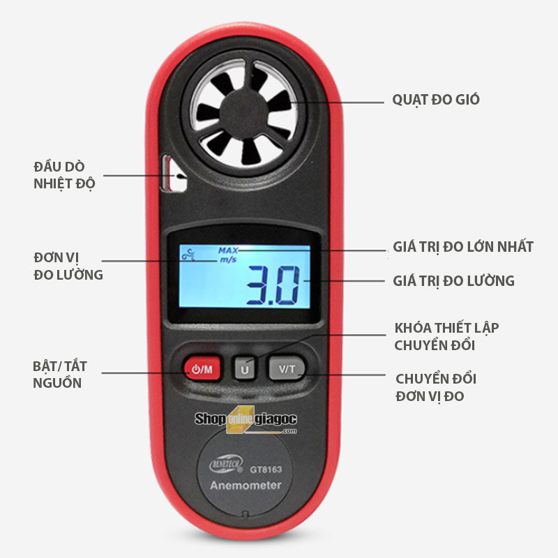 [HCM] Máy Đo Tốc Độ Gió Cầm Tay GT8163