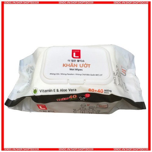 [COMBO 2 BỊCH] KHĂN ƯỚT GIA ĐÌNH 120 MIẾNG CHOICE L LOTTE
