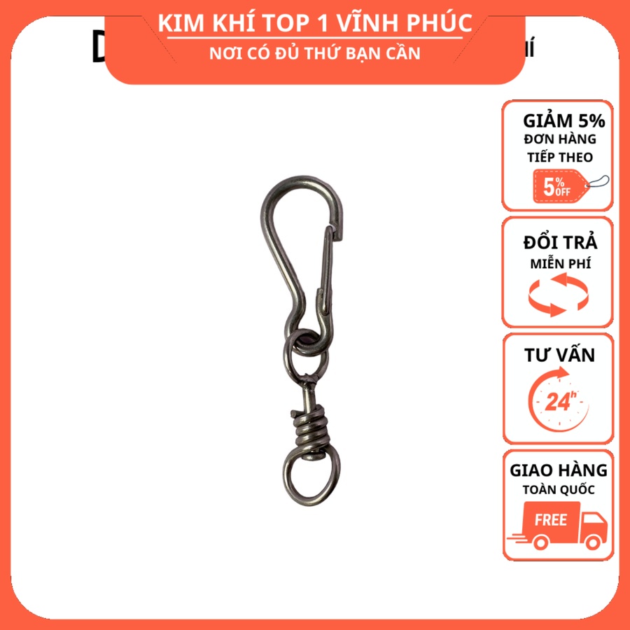 Móc khóa cổ chó inox, Móc xích inox kèm chống xoắn