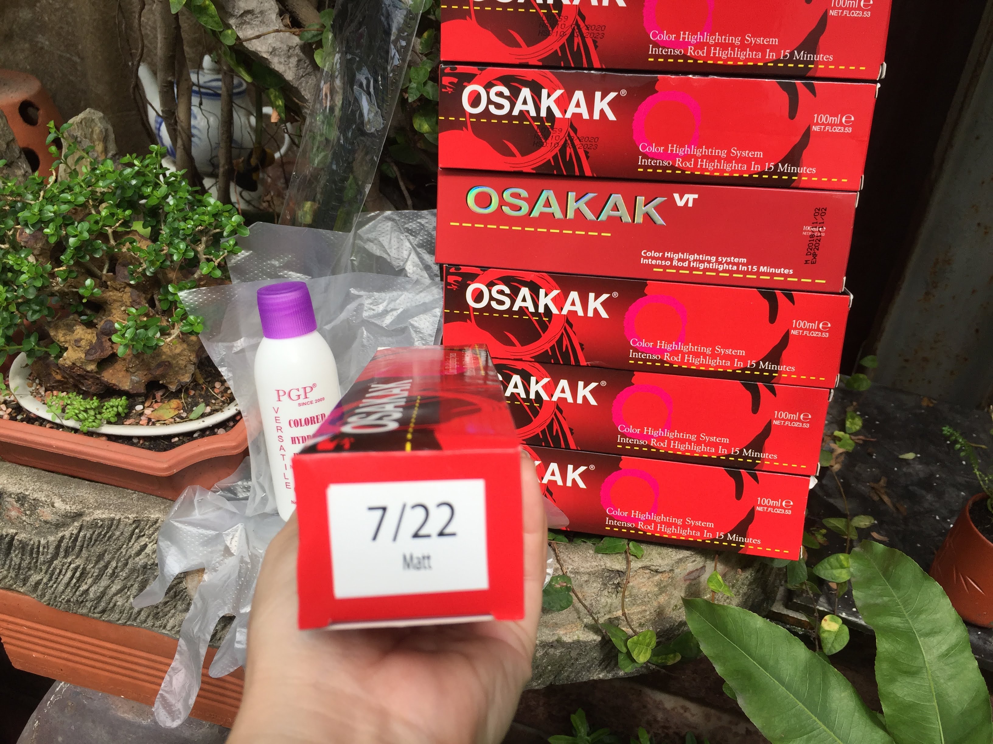 Combo kem nhuộm tóc OSAKA + bao tay + oxy + lược chải