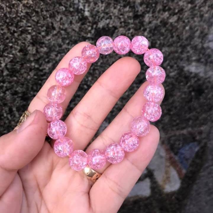 VÒNG TAY ĐÁ BỌT TUYẾT HỒNG 10LY