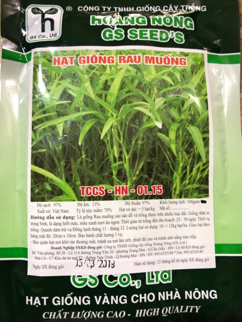 HẠT GIỐNG RAU MUỐNG CAO SẢN