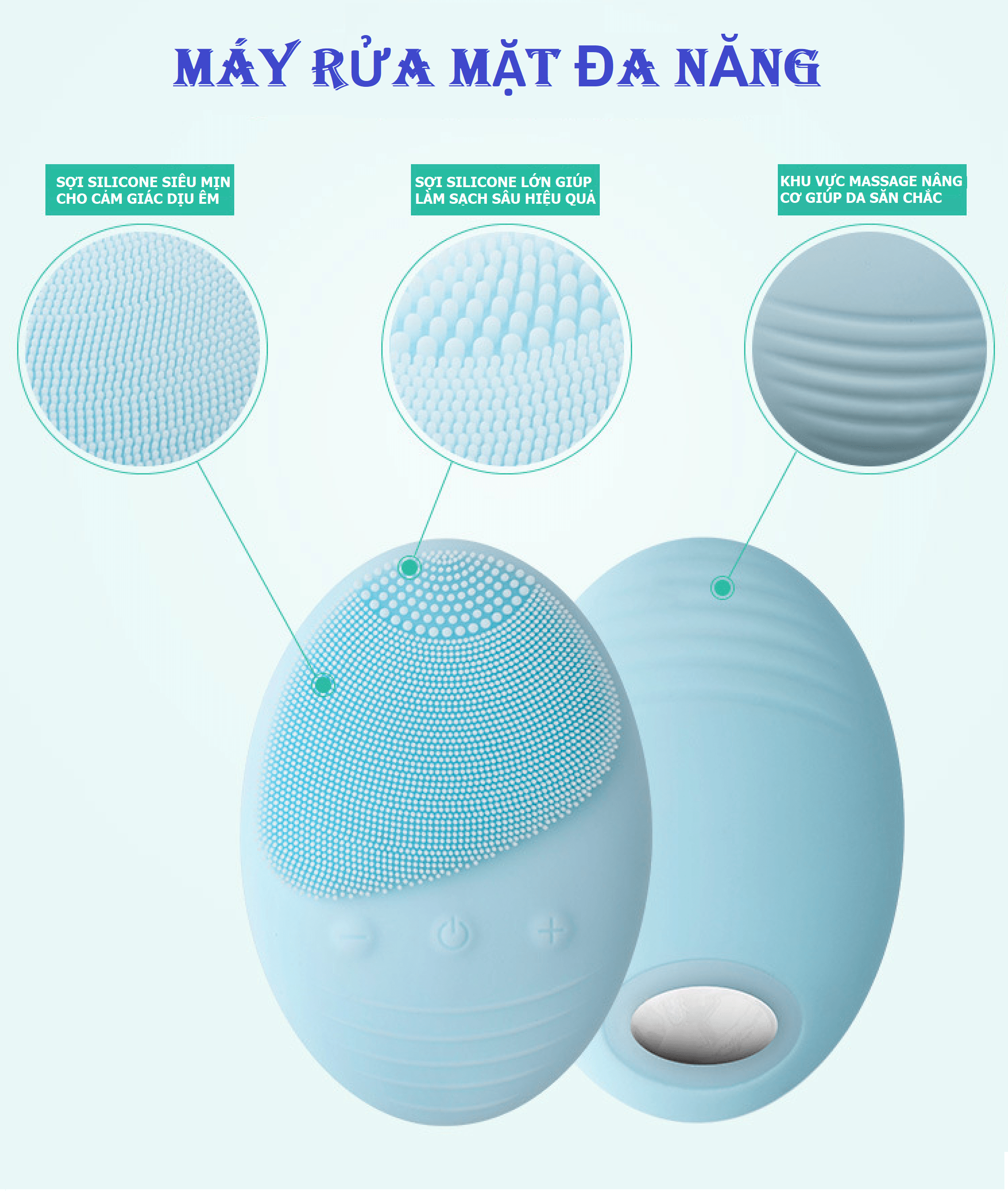[BH 1 đổi 1] Máy Rửa Mặt AIKEDILI FACIAL SILICONE CLEANSING LIGHT THERAPHY