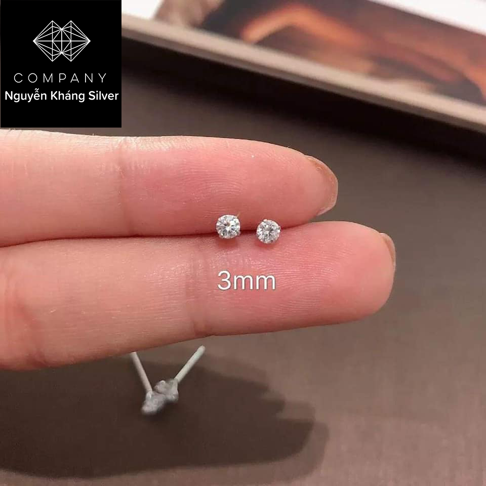 1 chiếc nụ tai bạc đá trắng cỡ 3mm
