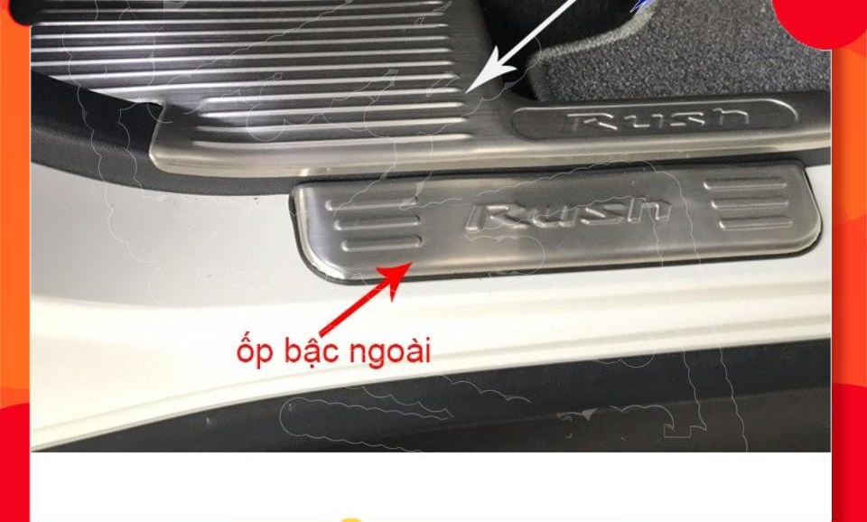 Ốp bậc cửa xe toyota rush 2018 2019 2020 2021mẫu inox