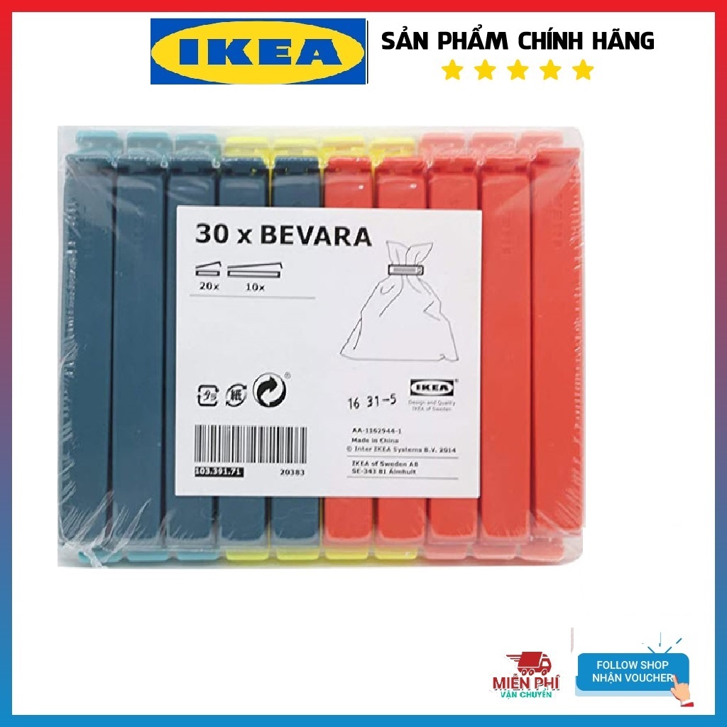 Bộ 30 kẹp miệng túi nylon Bevara IKEA IK45
