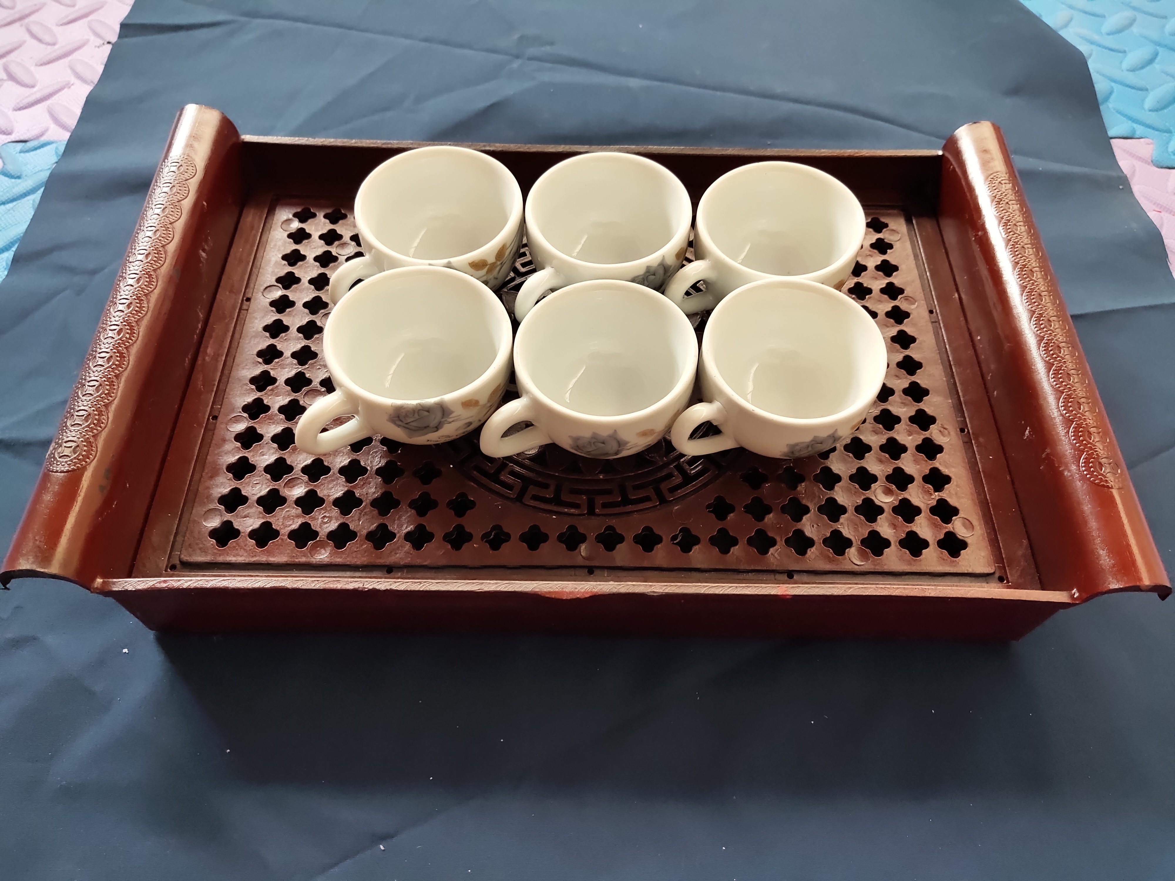 Bộ 6 chén có khay nhựa 2 lớp