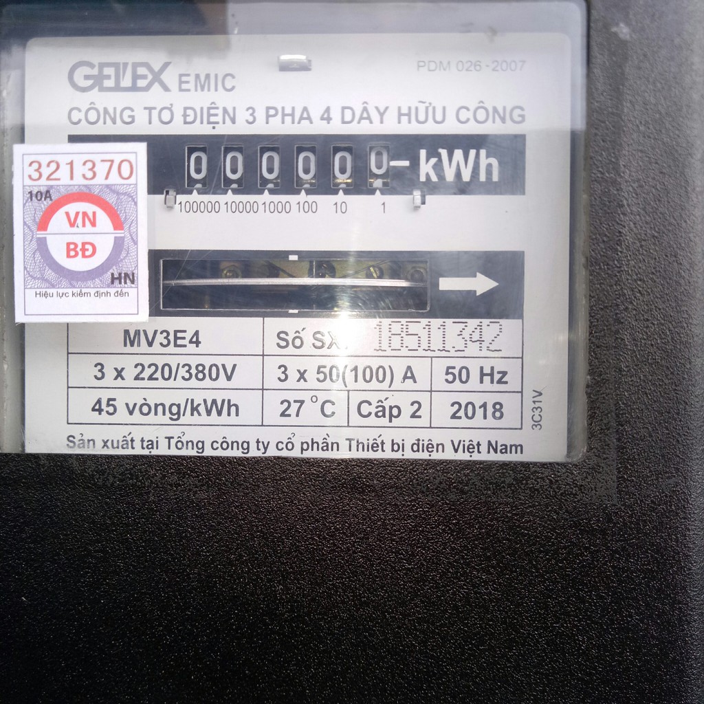 Công Tơ Điện 3 Pha 50(100)A 220/380V EMIC (Loại Bắt Trực Tiếp)